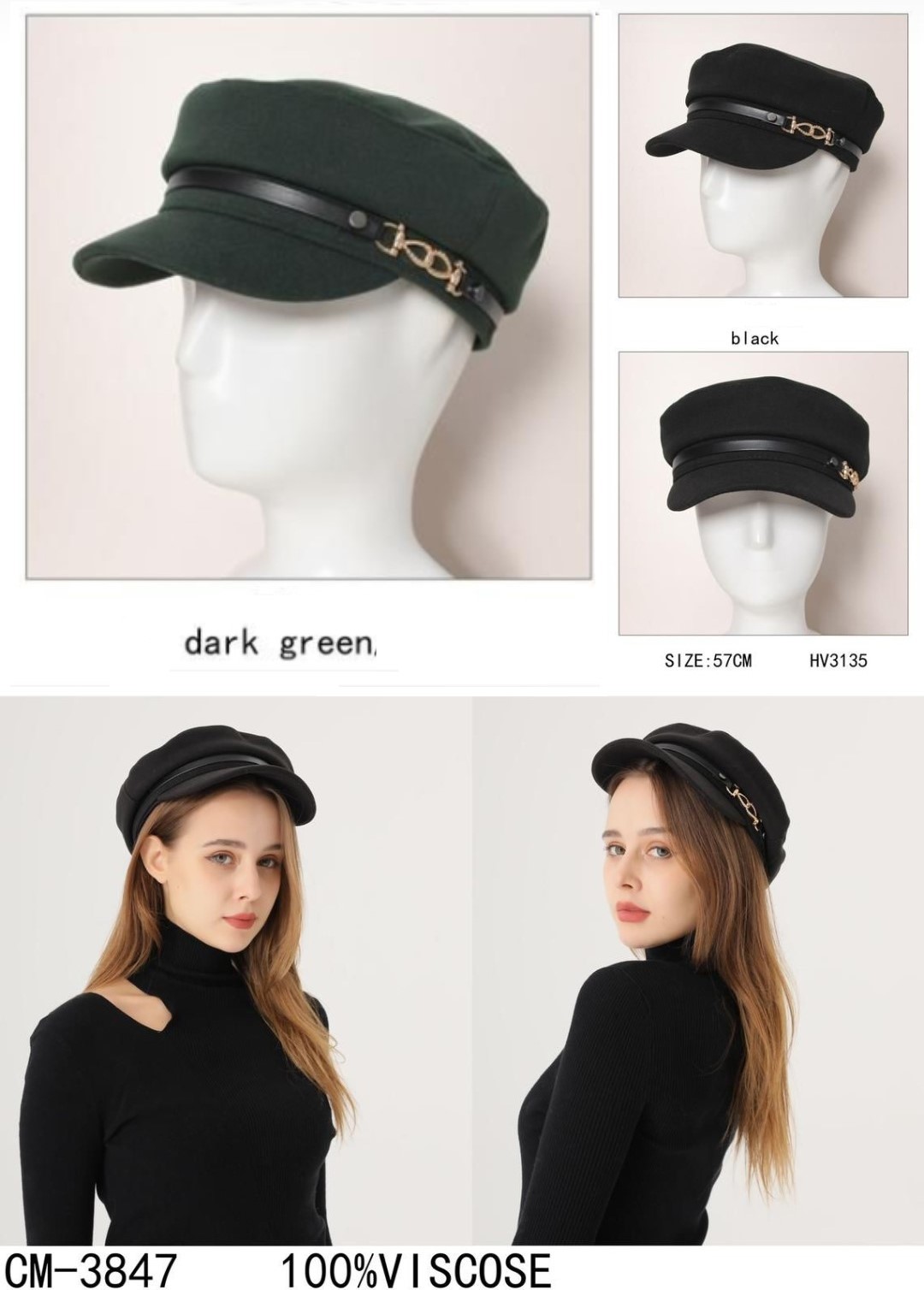 Baker Boy Hat with Gold Trim - Image 4