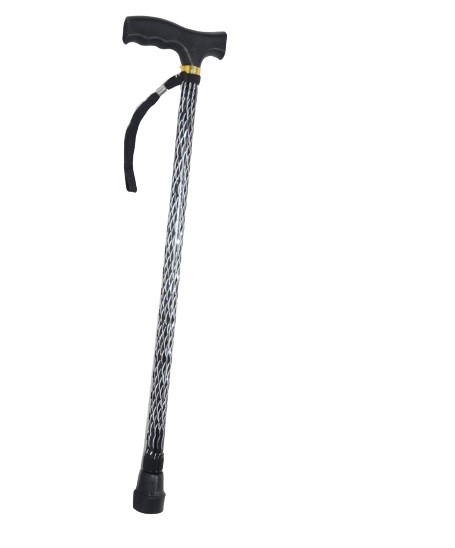 Ladies Deluxe Black with Silver Adjustable Walking Stick - Image 3