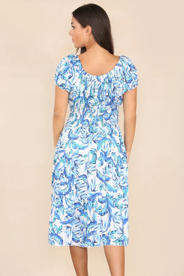 Blue Luna Gold Foil Bardot Midi Dress - Image 5