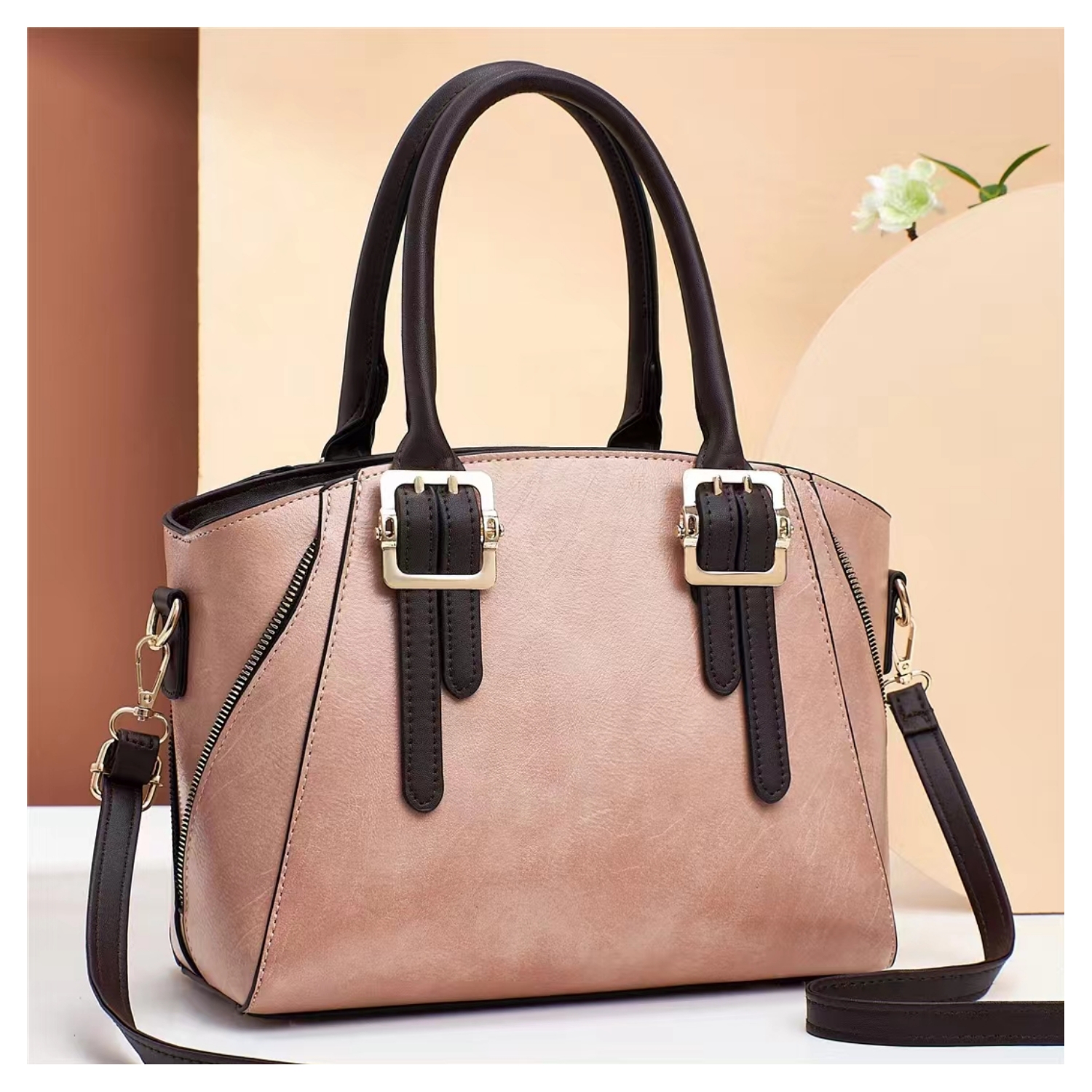 Classic Two-toned Top Handle Handbag - Image 4