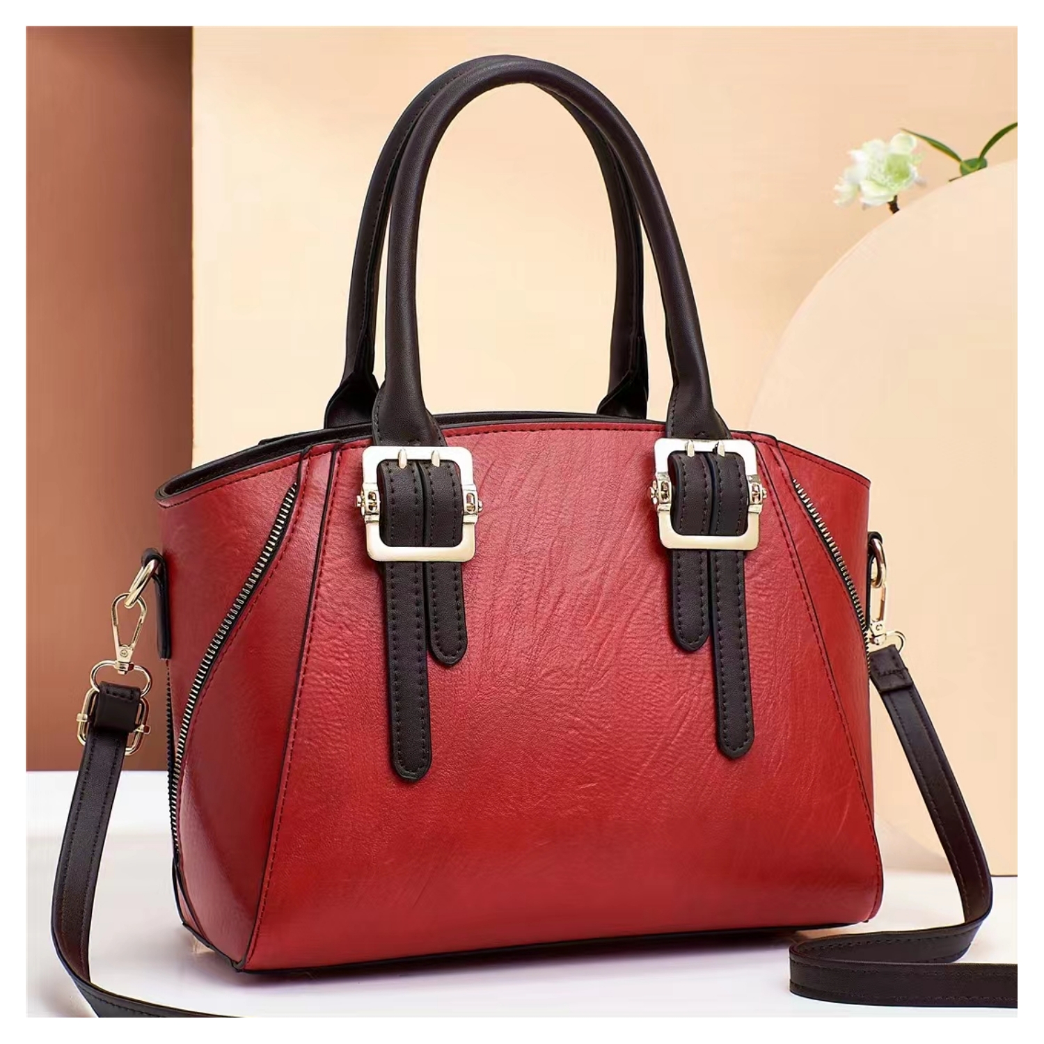 Classic Two-toned Top Handle Handbag - Image 5