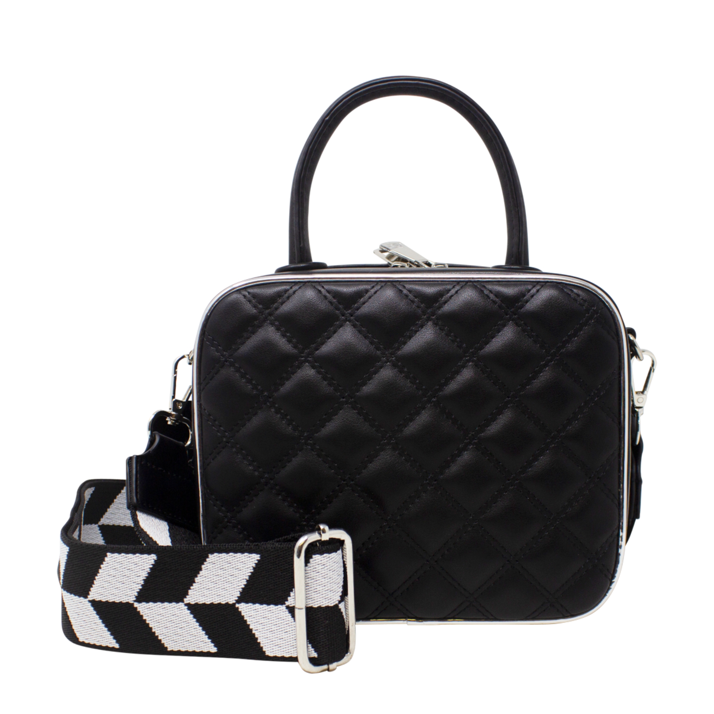 Small Top Handle Quilted Box Crossbody - Image 7