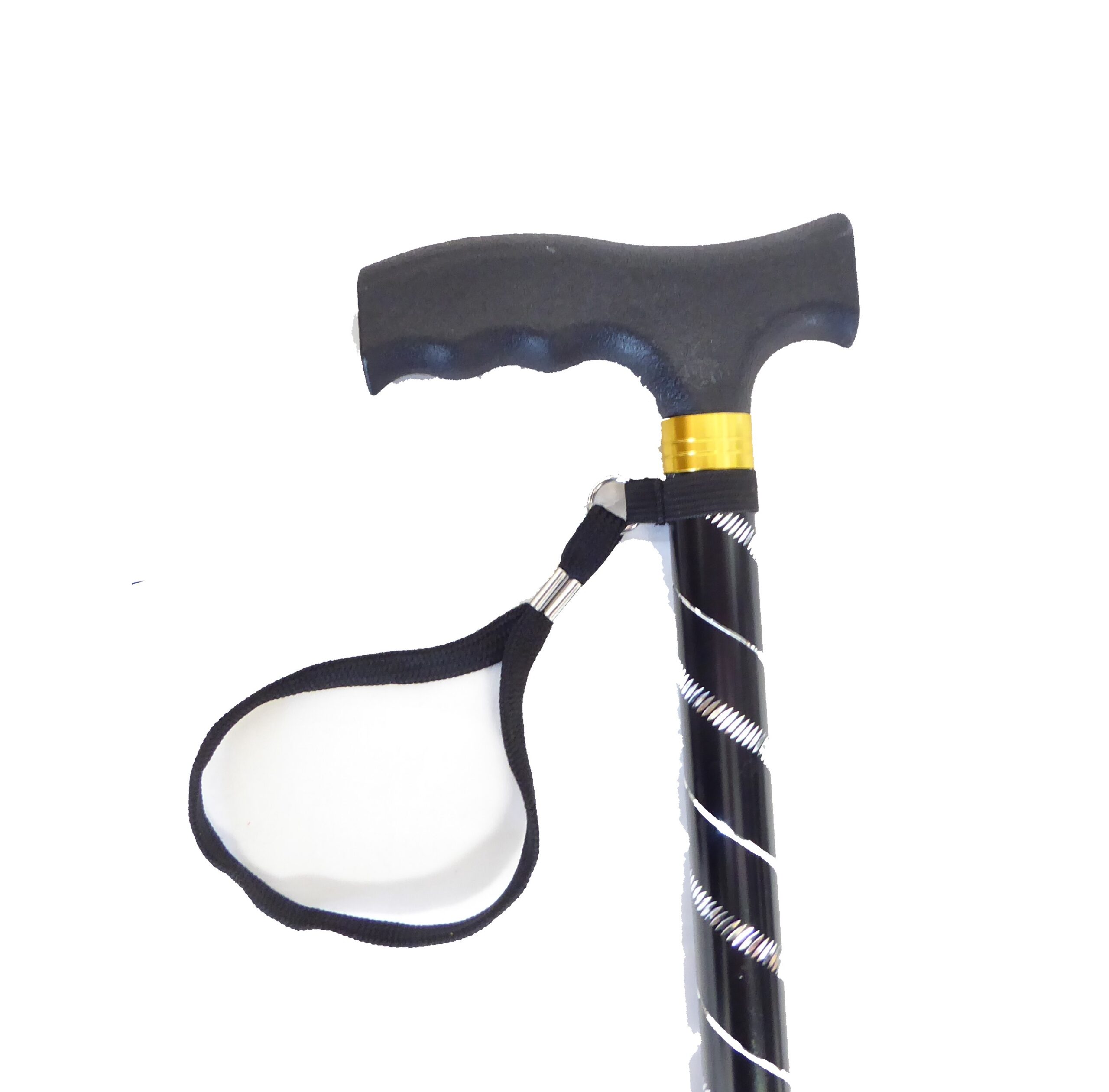 Deluxe Black with Silver Ladies Adjustable Walking Stick