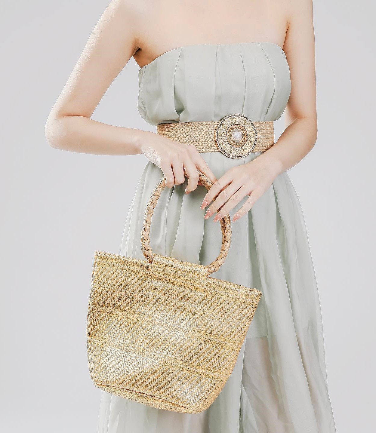 Taupe Elasticated Weave Belt - Image 3