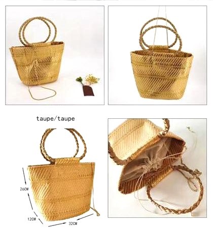 Gold and Natural Weave Bag - Image 3