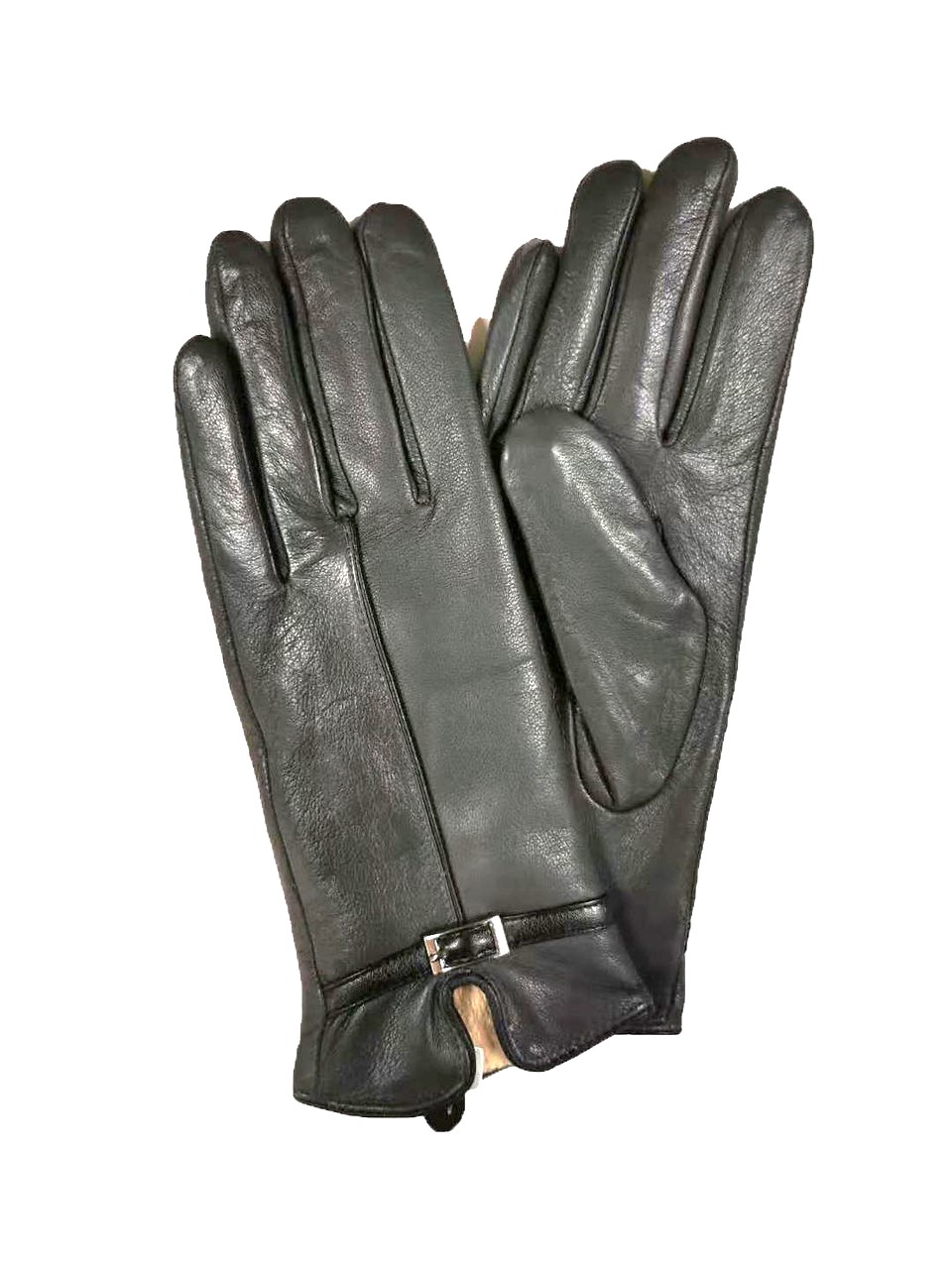 Belted Cuff Leather Gloves - Image 3
