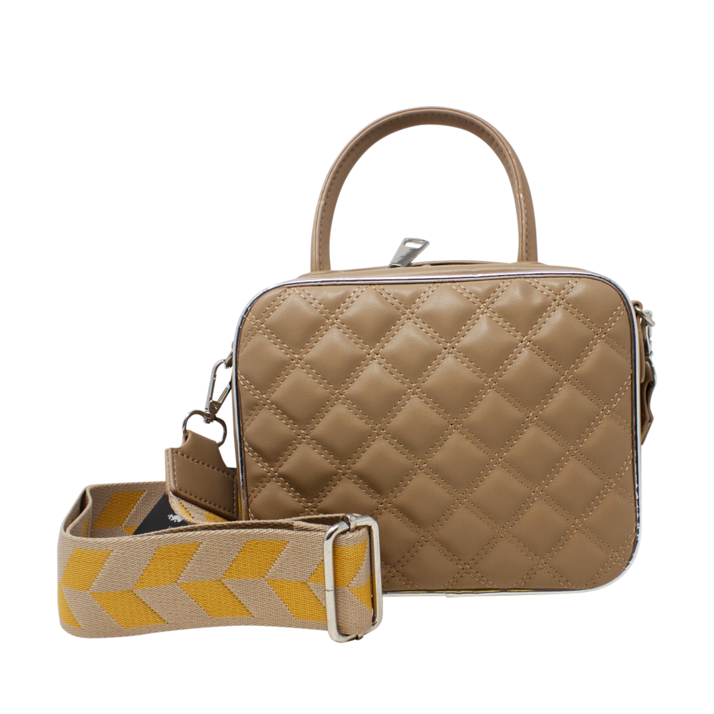 Small Top Handle Quilted Box Crossbody - Image 9