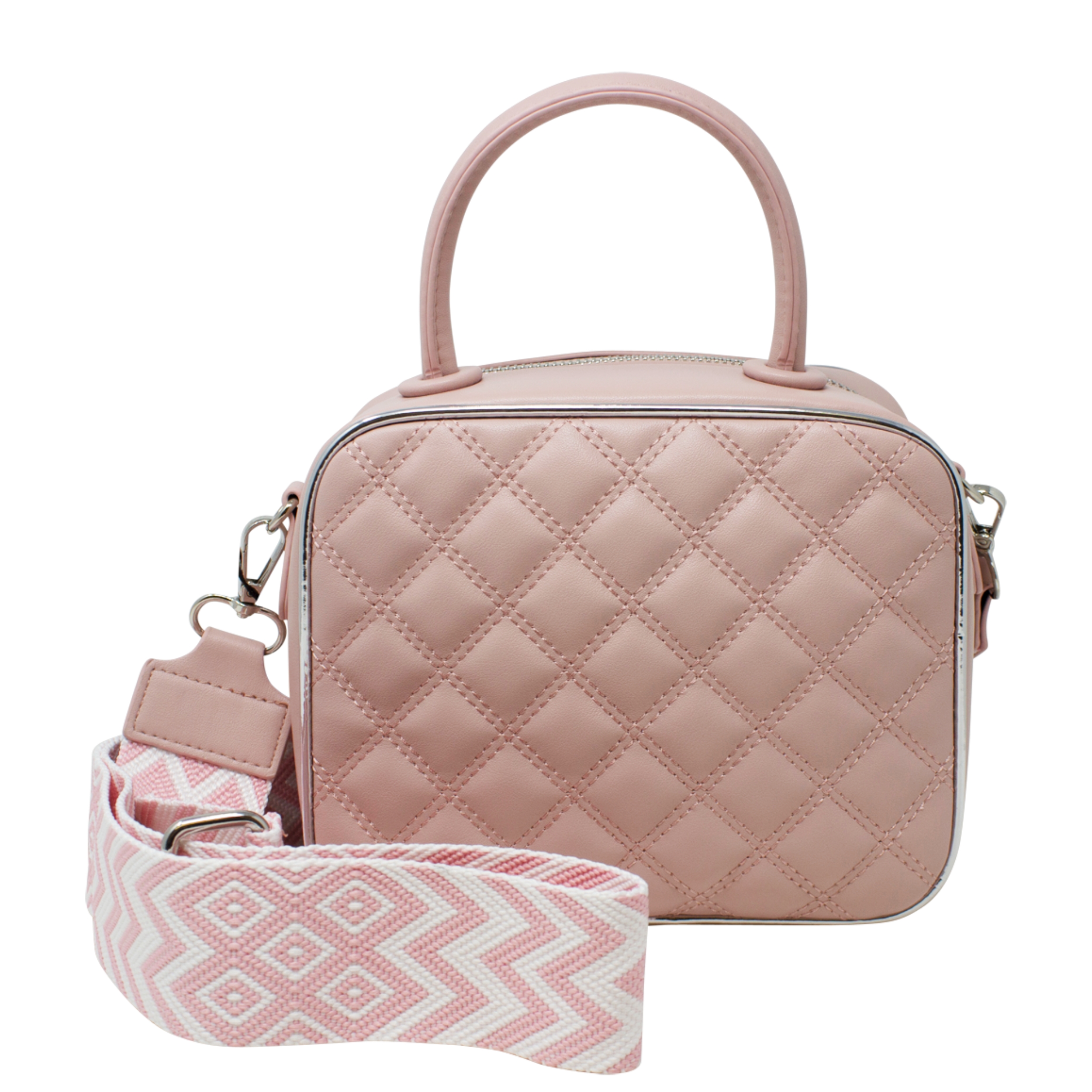Small Top Handle Quilted Box Crossbody - Image 10