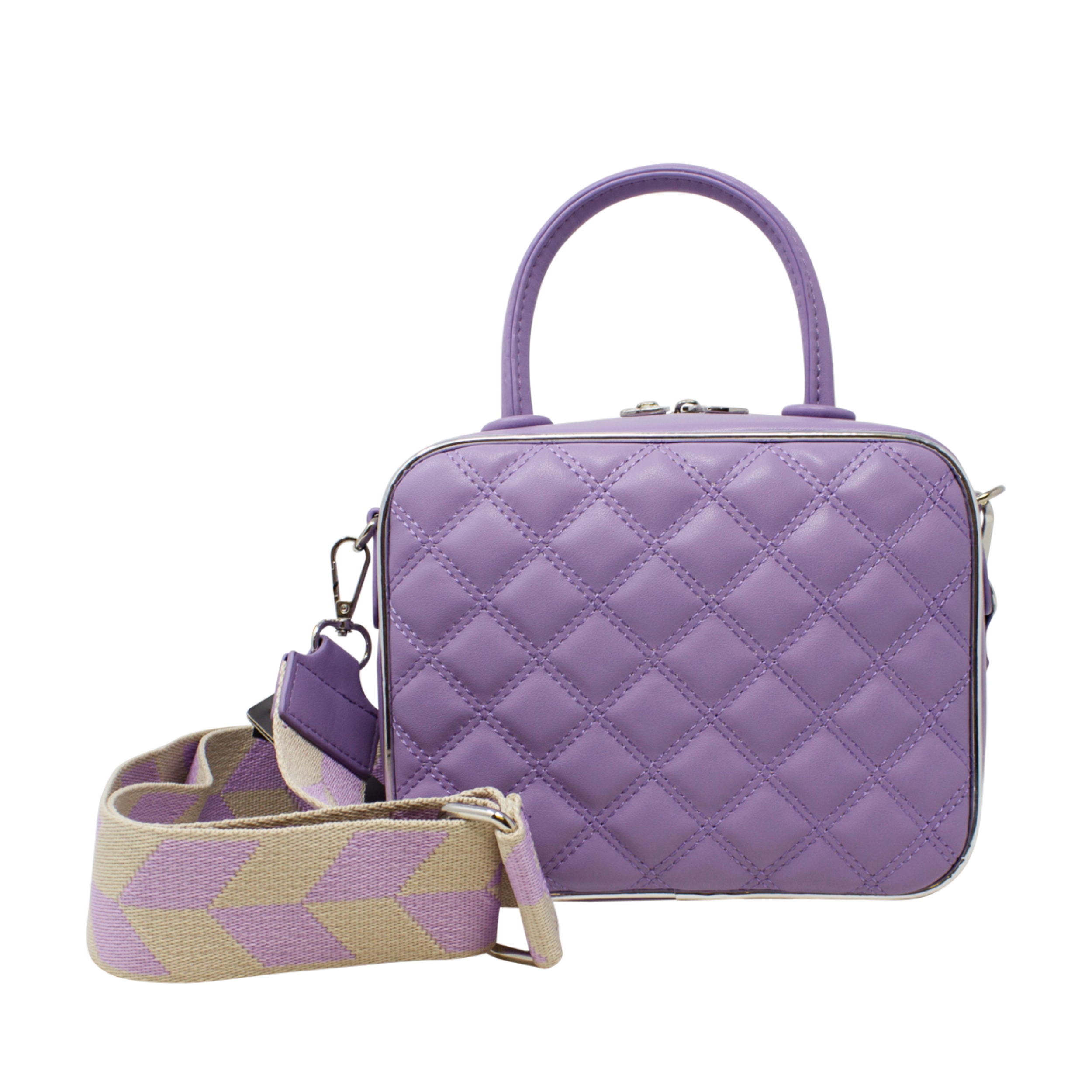 Small Top Handle Quilted Box Crossbody - Image 11