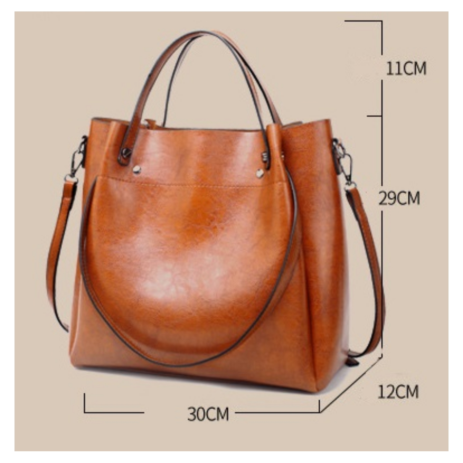 Shiny Double Strap Handle Tote - Image 4