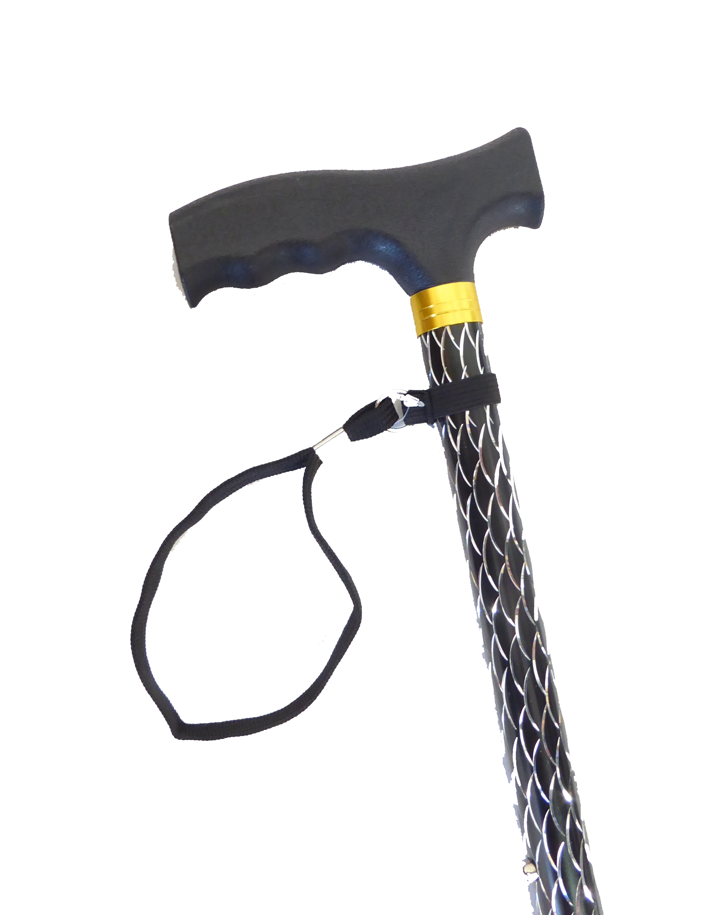 Deluxe Black with Silver Ladies Adjustable Walking Stick