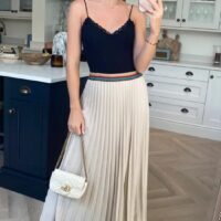 Beige Pleated Maxi Skirt