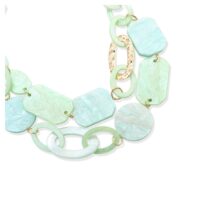 Green Beaded Layered Chunky Chain Link Necklace