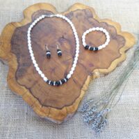 Fresh Water Pearl and Black Bead Necklace Set
