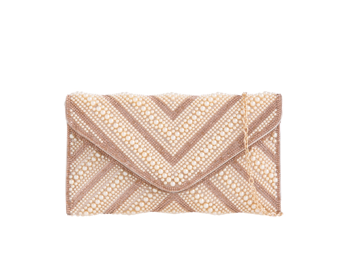 Pearl and Diamante Envelope Clutch Bag - Image 3