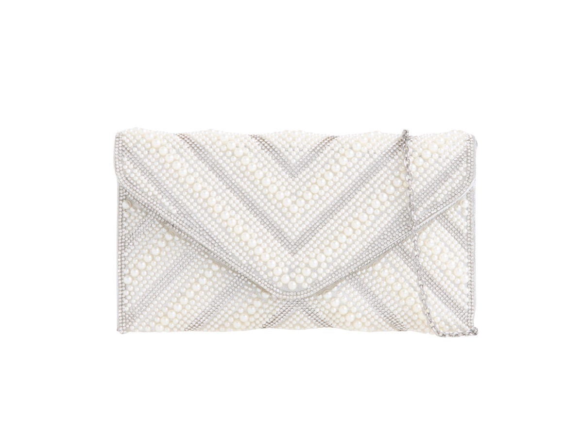 Pearl and Diamante Envelope Clutch Bag