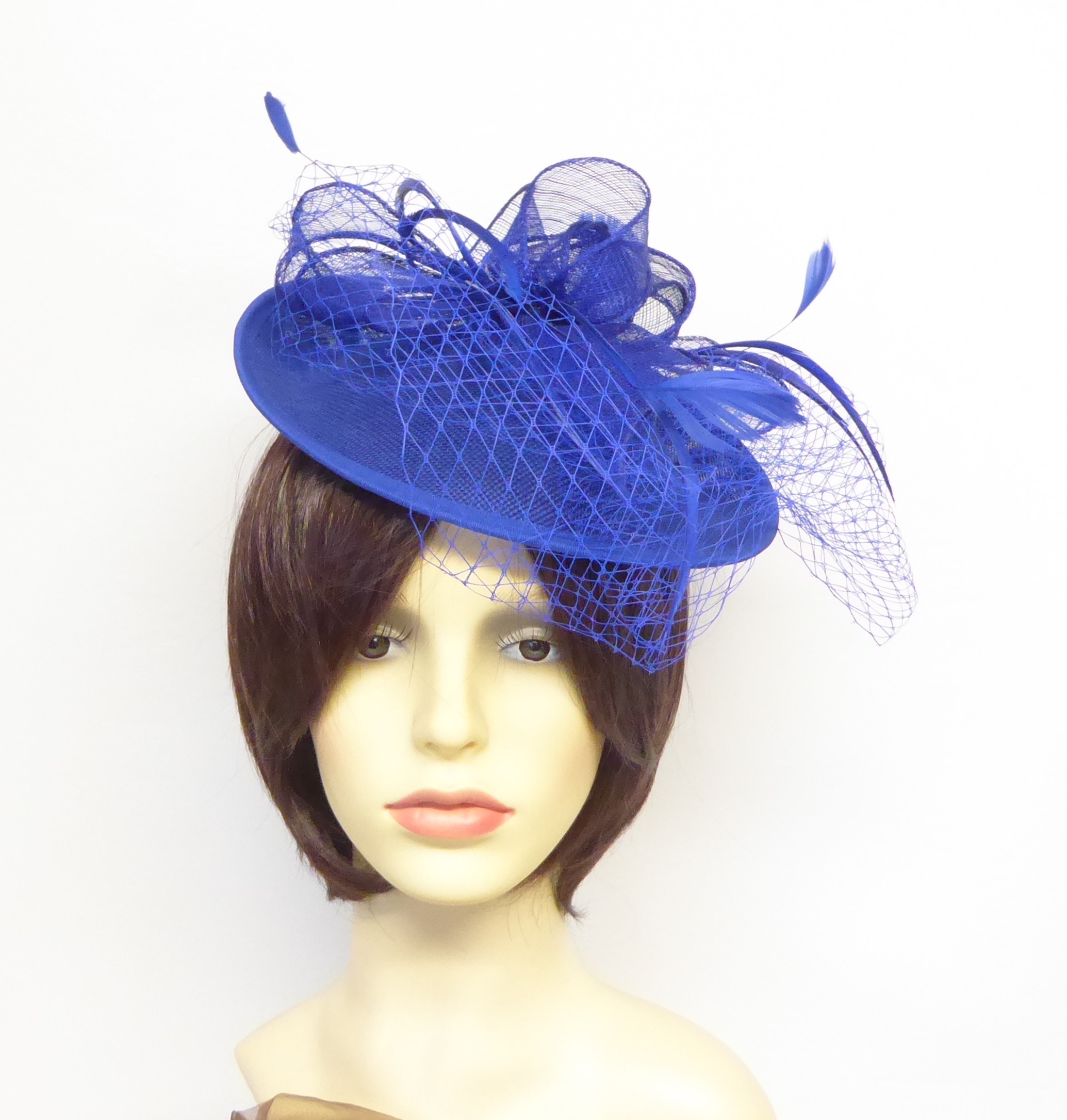 Royal Blue Sinamay Feather Hatinator