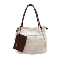 Large Tote Bag with Stitched Grid Patterns C8149