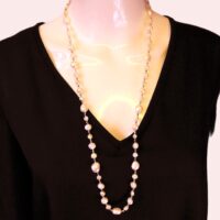 Long Pink Freshwater Pearl Necklace