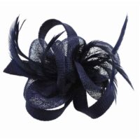 Navy Feather Flower Sinamay Fascinator