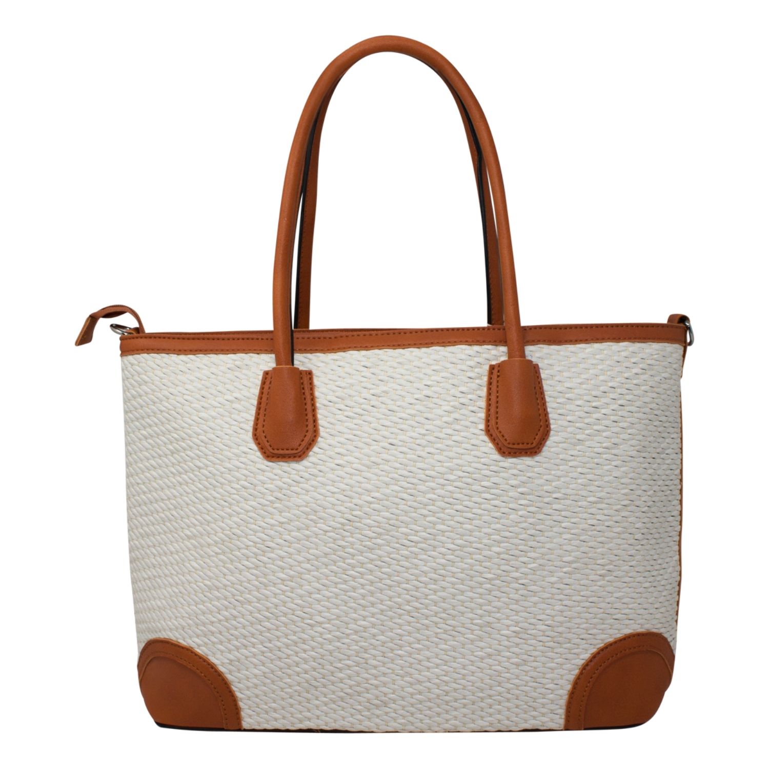 Wicker Stitch Straw Beach Tote Bag - Image 6