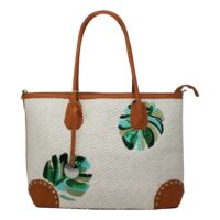 Wicker Stitch Straw Beach Tote Bag