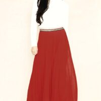 Burnt Orange Pleated Maxi Skirt