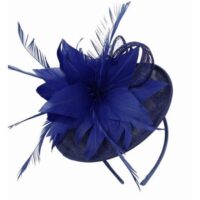 Navy Blue Sinamay Feather Hatinator