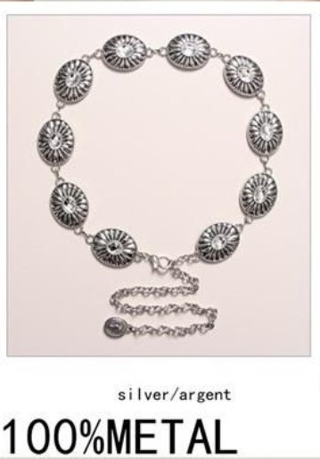 Boho Oval Diamante Metal Chain Belt - Image 5