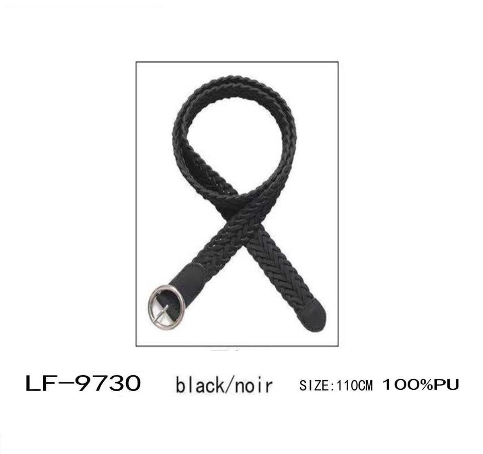 Black and Silver Buckle Plaited Belt