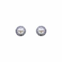 925 Freshwater Pearl Round CZ Studs