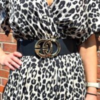 Black and Silver GG Buckle Elasticated Belt