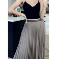 Dark Grey Pleated Maxi Skirt