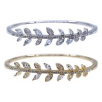 Diamante Leaf Crystal Bangles