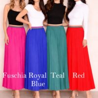 Pleated MAXI Skirt with Rainbow Elasticated Waistband