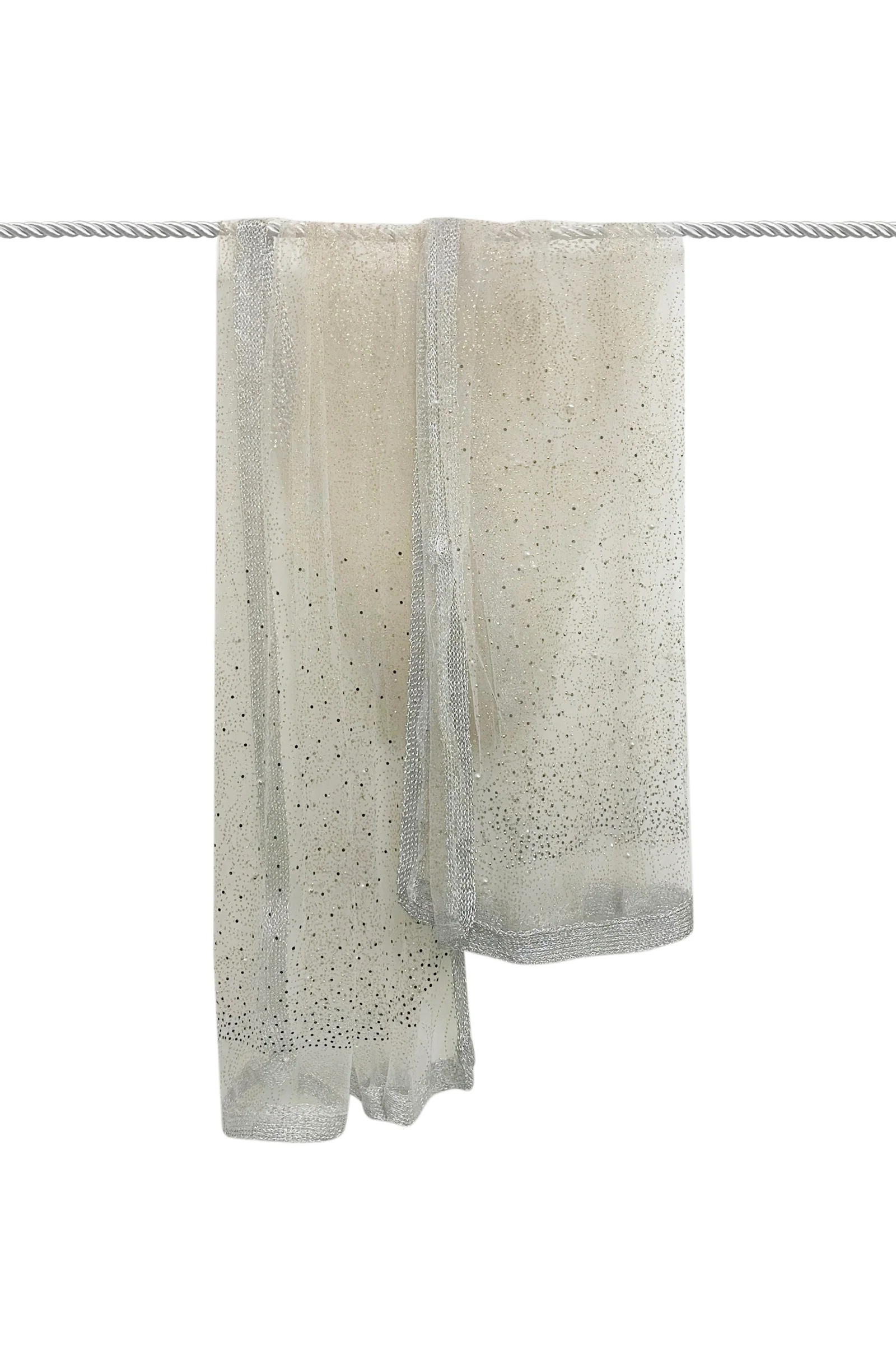 Rose Print & Pearl Embellished Sheer Scarf Shawl - Image 5