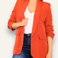 Rust Rouched Sleeve Blazer
