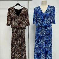 Collins Leopard Pleated Plisse Dress Brown