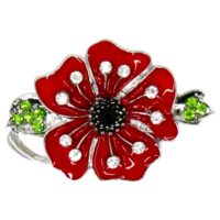 Venetti Enamel and Crystal Poppy Brooch