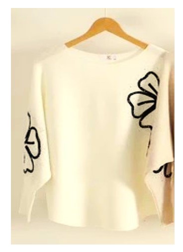 Beige Tonal Daisy Embellished Ribbed Knit