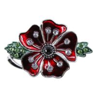 Venetti Enamelled and Crystal Poppy Brooch