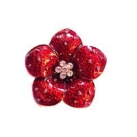 Venetti Red Enamelled and Crystal Poppy Brooch