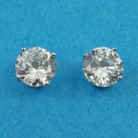 925 Silver Round CZ Stud Earrings 7mm