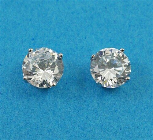 925 Silver Round CZ Stud Earrings 7mm