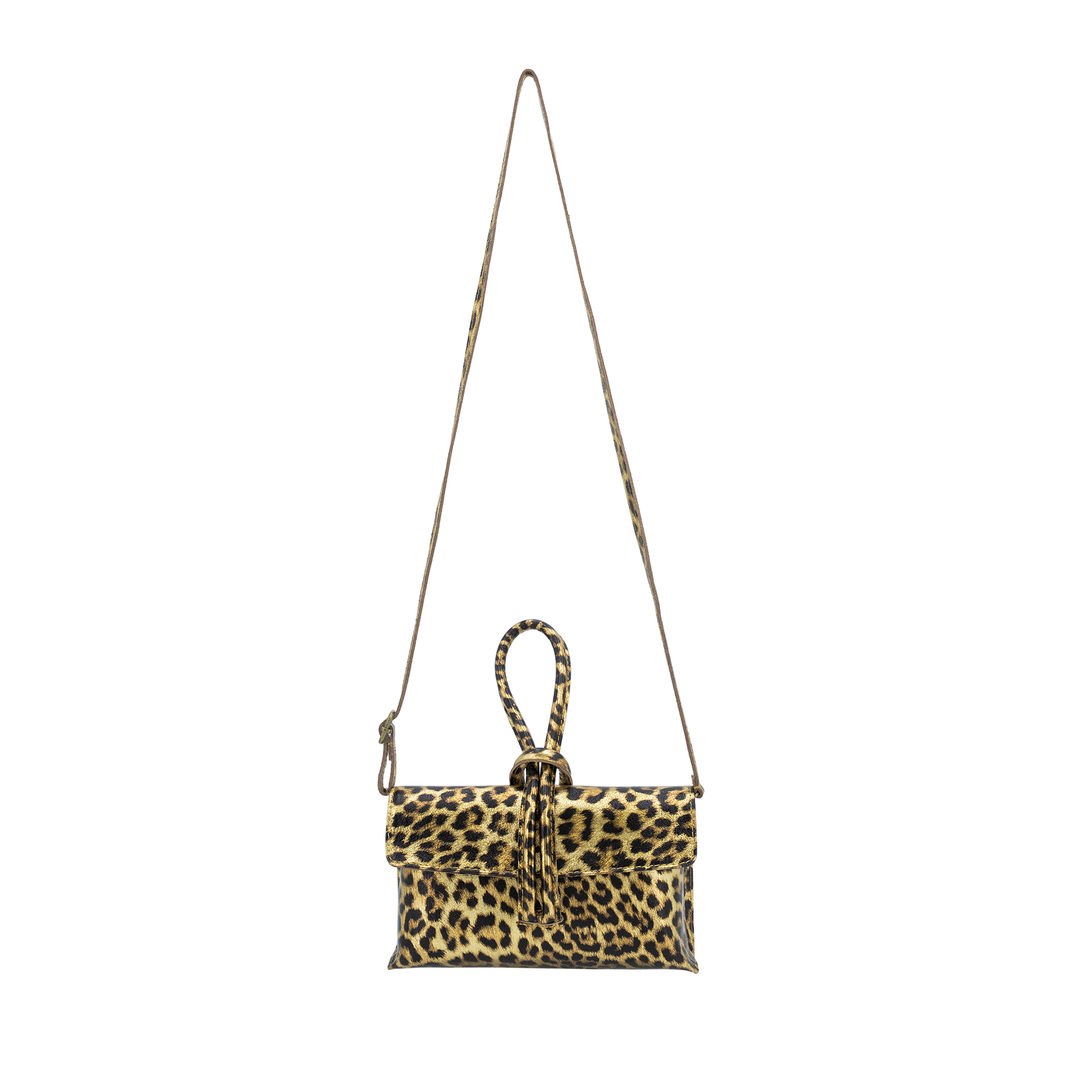 Metallic Leopard Print Leather Loop Bag - Image 7