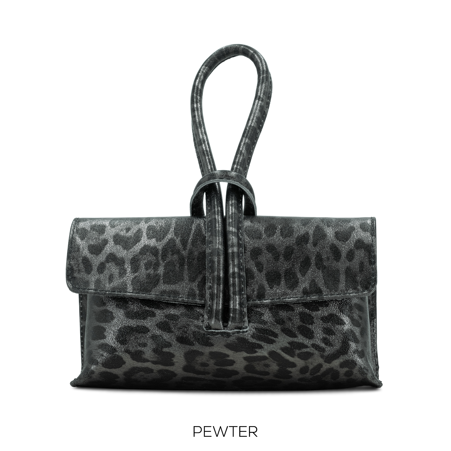 Metallic Leopard Print Leather Loop Bag - Image 8