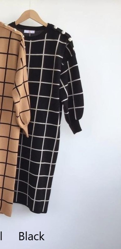 Classic Soft Knitted Check Dress - Image 3