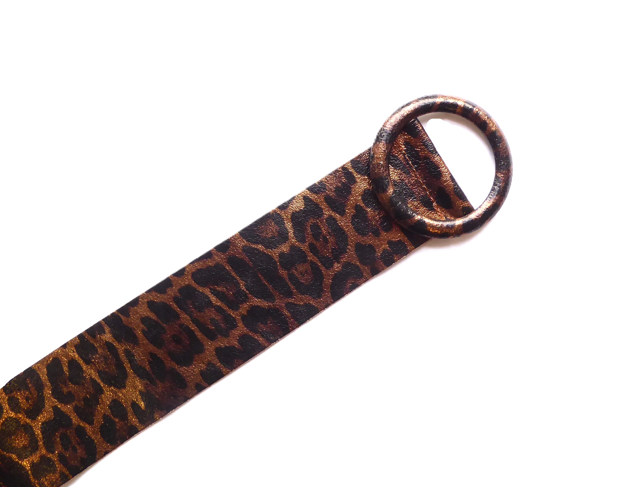 Metallic Leopard Print Leather Circle Belts - Image 4