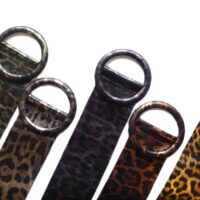 Metallic Leopard Print Leather Circle Belts