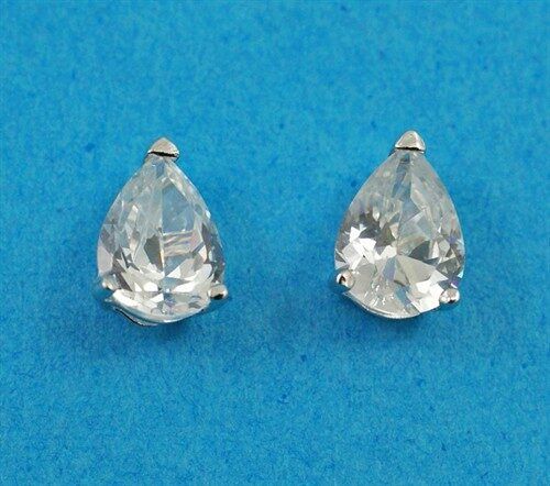 925 Silver Teardrop CZ Stud Earrings
